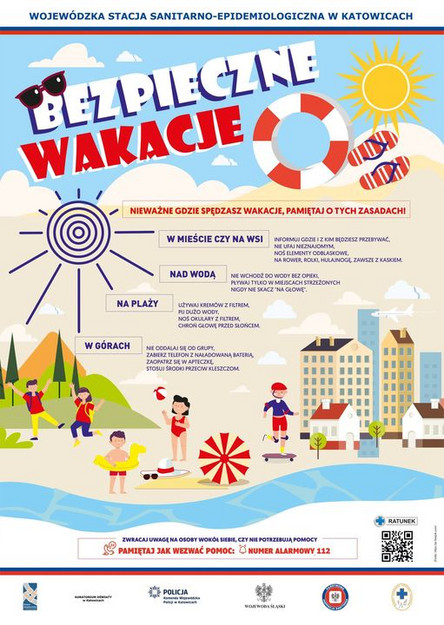 Plakat promocyjny Bezpieczne wakacje