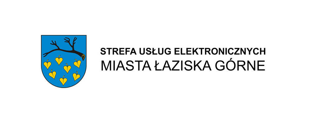 Grafika z herbem w kolorze. Napis Strefa Usług Elektronicznych Miasta Łaziska Górne