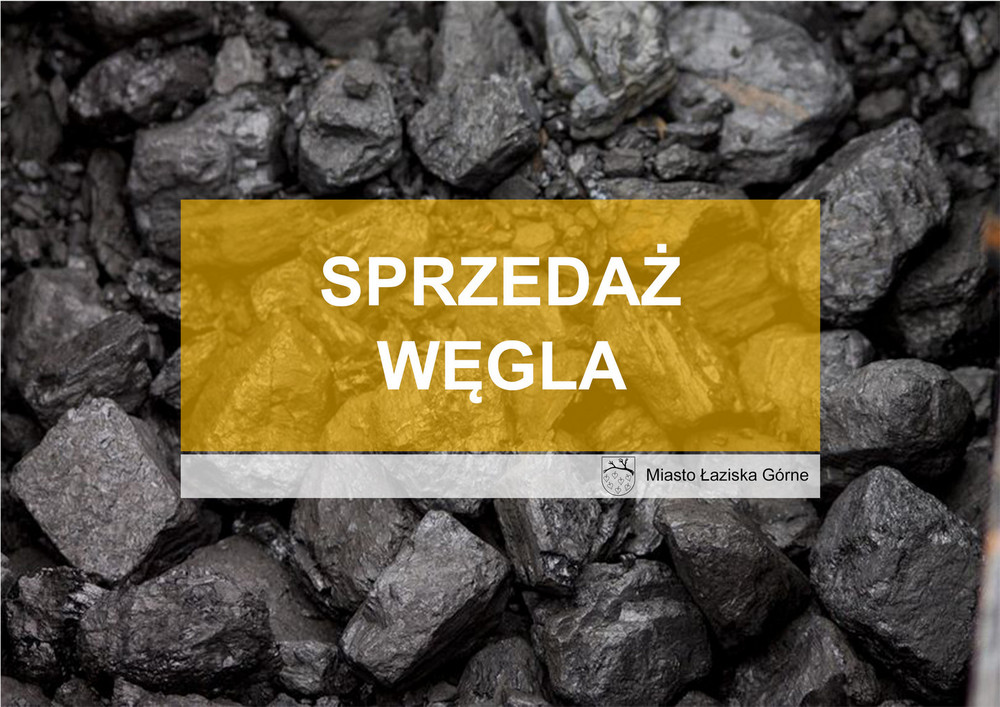 Grafika z bryłami węgla z komunikatem: sprzedaż węgla