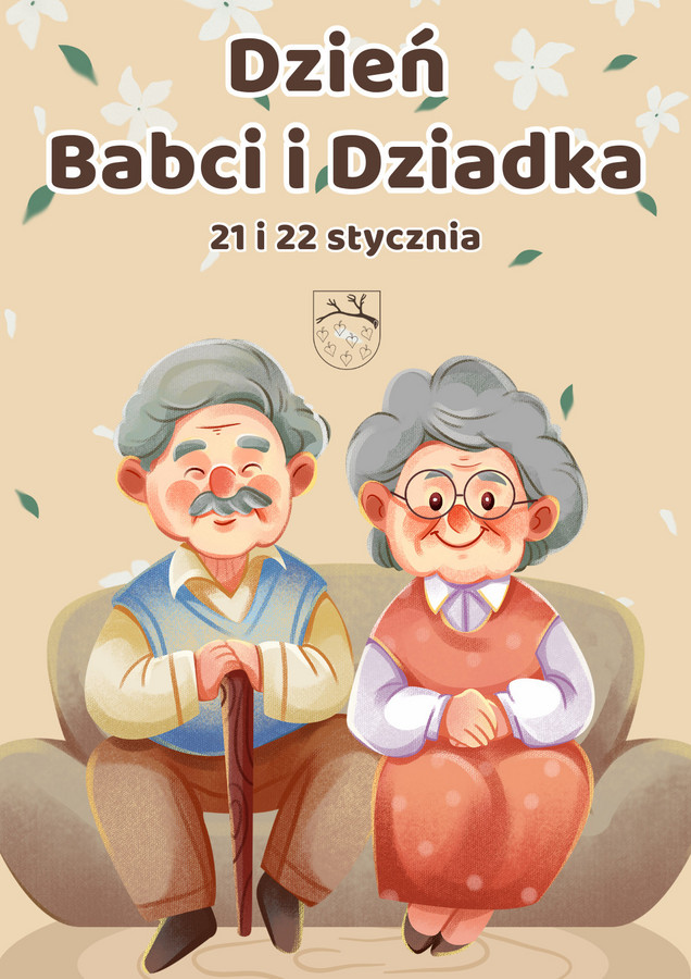 Dzień Babci i Dziadka 21 i 22 stycznia: Uśmiechnięci Dziadek i Babcia siedzą na kanapie