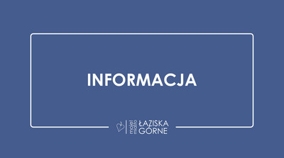 Napis informacja w białej ramce na granatowym tle. 