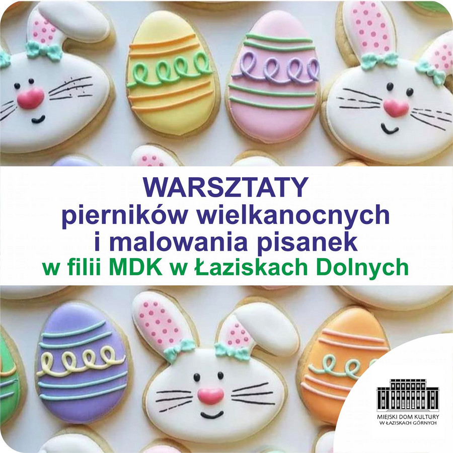 Kolorowe ciasteczka w kształcie zająca, pisanek.