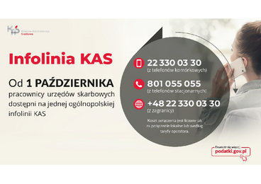 Plakat: Nowa infolinia KAS od 1 października
