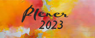 Kolorowe plamy z napisem plener 2023