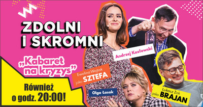 Plakat ze zdjęciami aktorów na różowym tle.