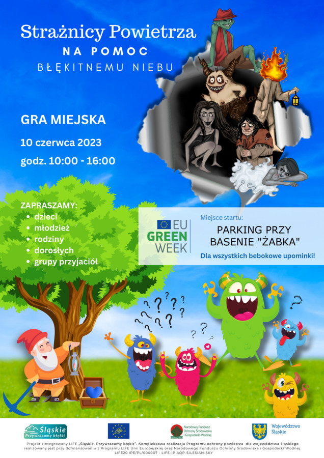 Plakat ze szczegółami wydarzenia. Kolorowe wesołe beboki.