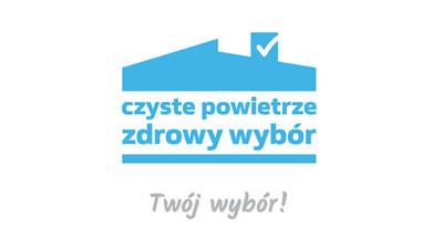 Grafika przedstawia logo programu Czyste Powietrze.