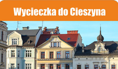 Plakat wydarzenia: Wycieczka do Cieszyna z MDK, fragment pierzei rynku.