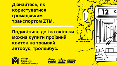 Infografika dla osób z Ukrainy odnośnie podróżowania z przewoźnikiem ZTM