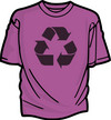 fioletowa koszulka z symbolem recyklingu