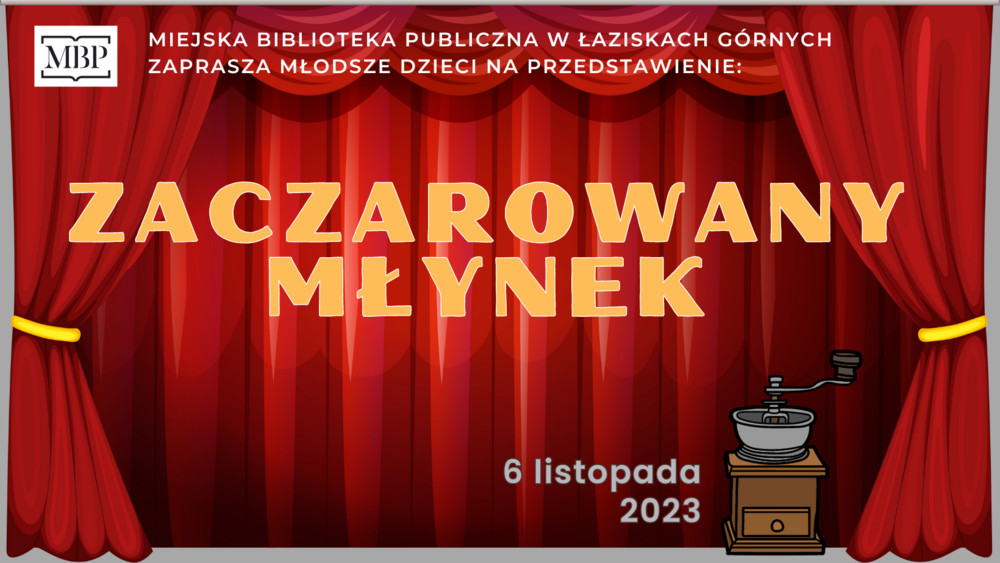 W tle czerwona kotara. Na pierwszym planie młynek. Szczegóły wydarzenia.