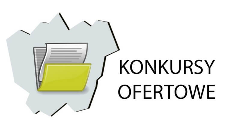 Baner: na białym tle kontury miasta Łaziska Górne, w który wpisano znak graficzny otwieranego dokumentu, z boku konturu miasta napis: konkursy ofertowe