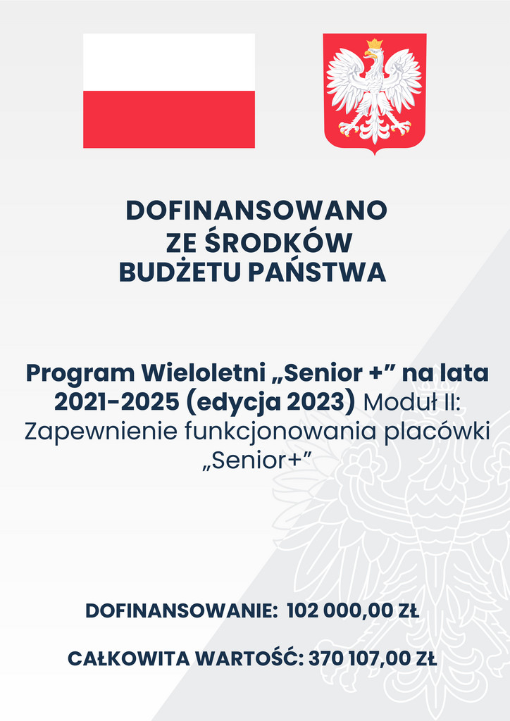 Plakat z informacjami dotyczącymi dofinansowania